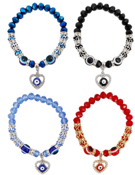 EVIL EYE HEART CHARM BRACELET